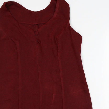Preloved Preworn Womens Red Geometric Polyester A-Line Size L V-Neck - Detail