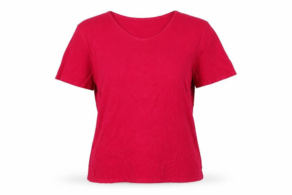Marks & Spencer Womens Pink Viscose Basic T-Shirt Size 12 V-Neck