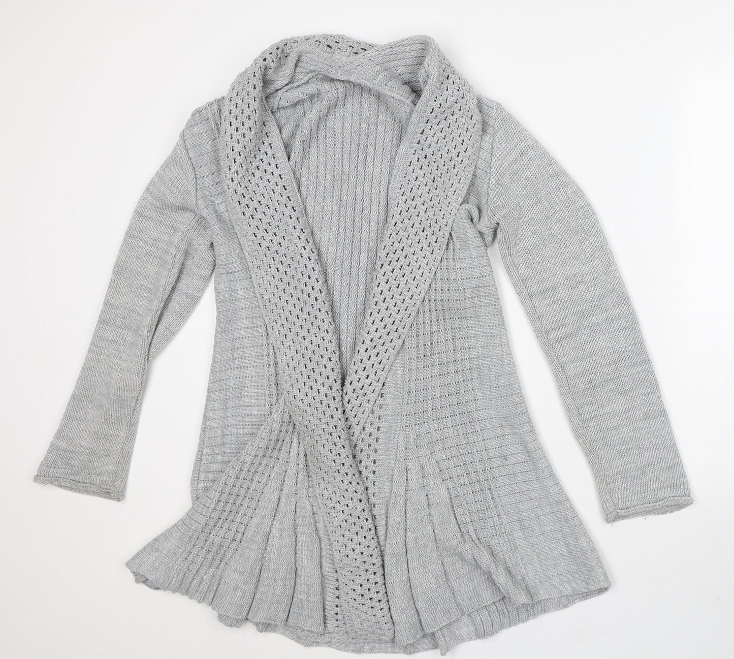 Preworn Womens Grey Round Neck Cotton Cardigan Jumper Size M