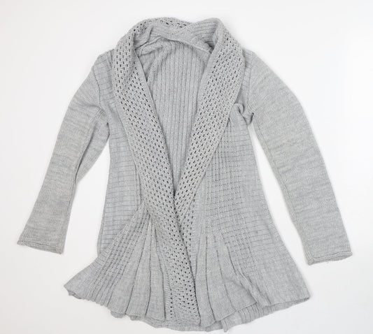 Preworn Womens Grey Round Neck Cotton Cardigan Jumper Size M