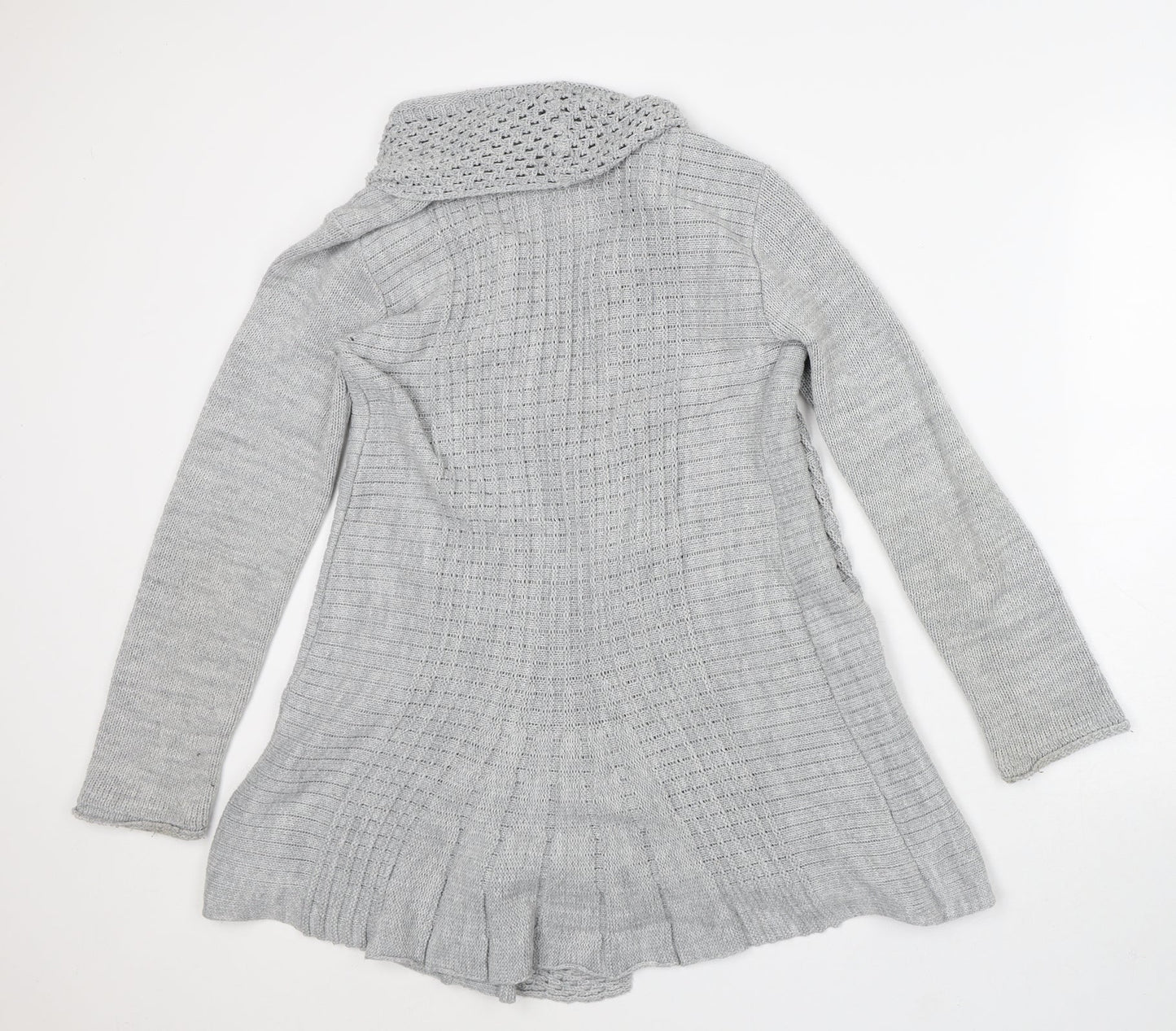 Preworn Womens Grey Round Neck Cotton Cardigan Jumper Size M