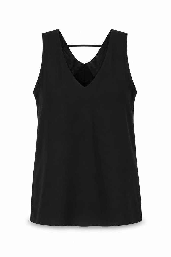 F&F Womens Black Polyester Basic Tank Size 6 V-Neck