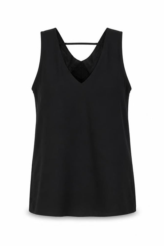 F&F Womens Black Polyester Basic Tank Size 6 V-Neck