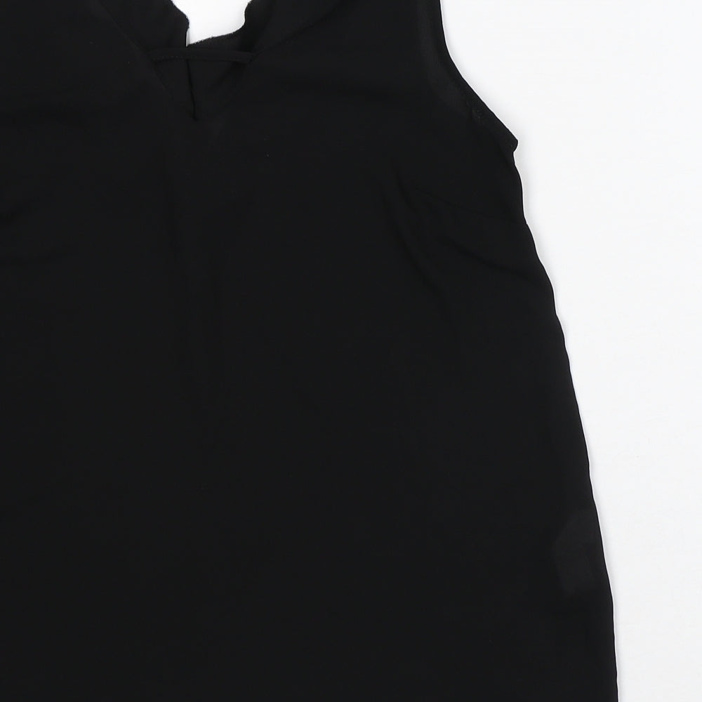 F&F Womens Black Polyester Basic Tank Size 6 V-Neck