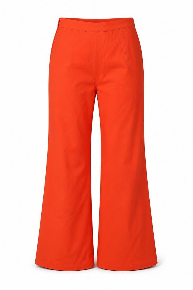 PRETTYLITTLETHING Womens Orange Polyester Trousers Size 6 L31 in Regular Zip