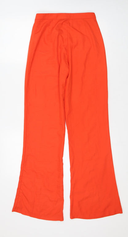 PRETTYLITTLETHING Womens Orange Polyester Trousers Size 6 L31 in Regular Zip