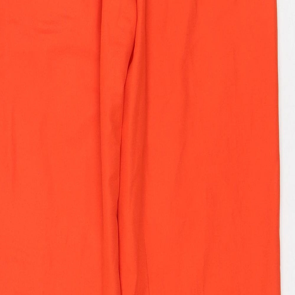 PRETTYLITTLETHING Womens Orange Polyester Trousers Size 6 L31 in Regular Zip
