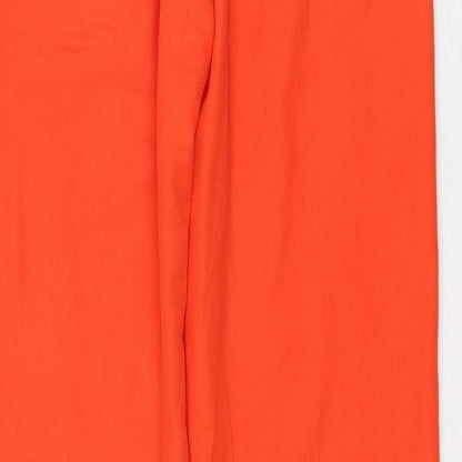 PRETTYLITTLETHING Womens Orange Polyester Trousers Size 6 L31 in Regular Zip