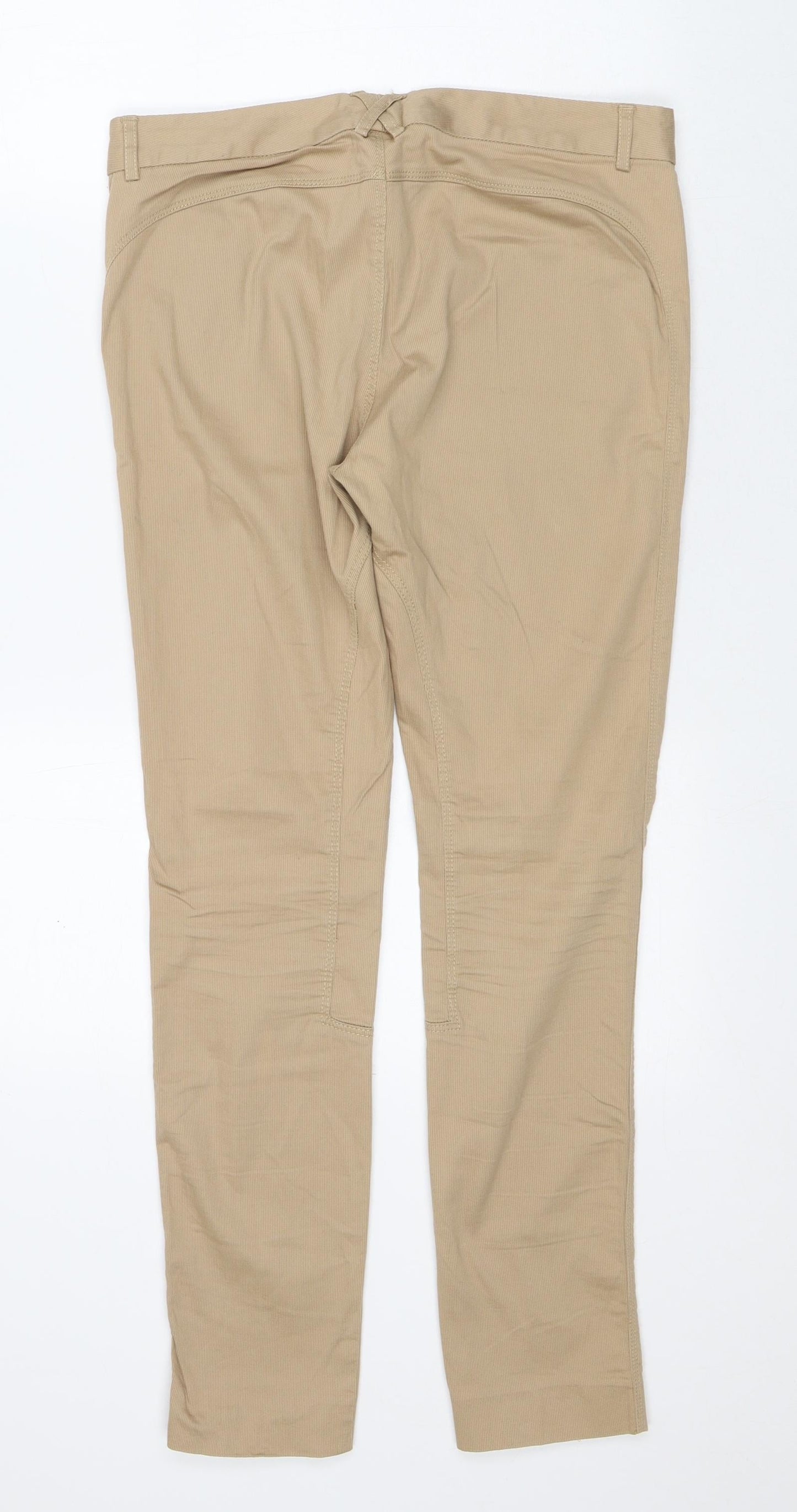 Zara Womens Beige Cotton Trousers Size M L28 in Regular Zip
