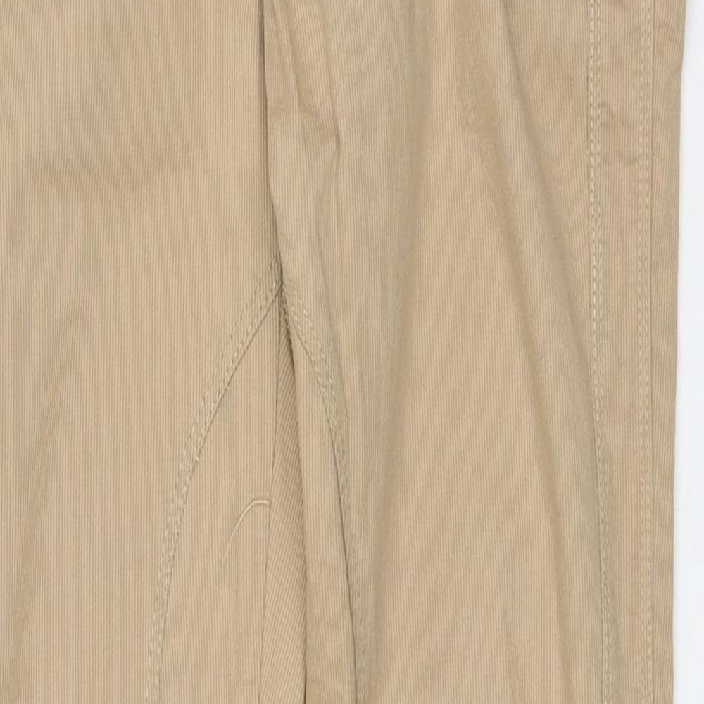 Zara Womens Beige Cotton Trousers Size M L28 in Regular Zip