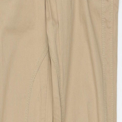 Zara Womens Beige Cotton Trousers Size M L28 in Regular Zip