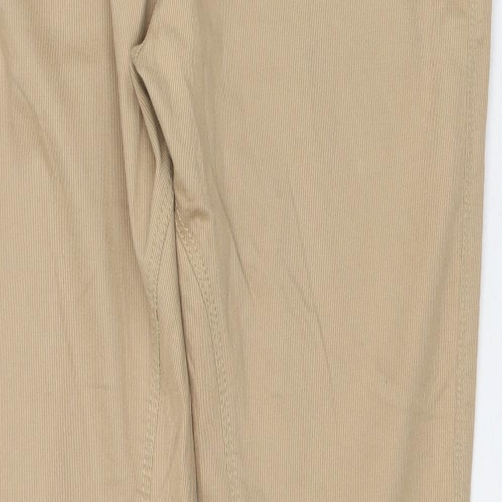 Zara Womens Beige Cotton Trousers Size M L28 in Regular Zip