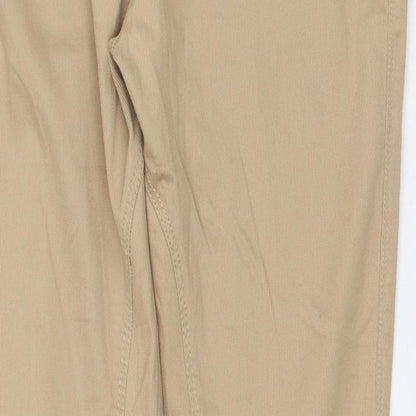 Zara Womens Beige Cotton Trousers Size M L28 in Regular Zip
