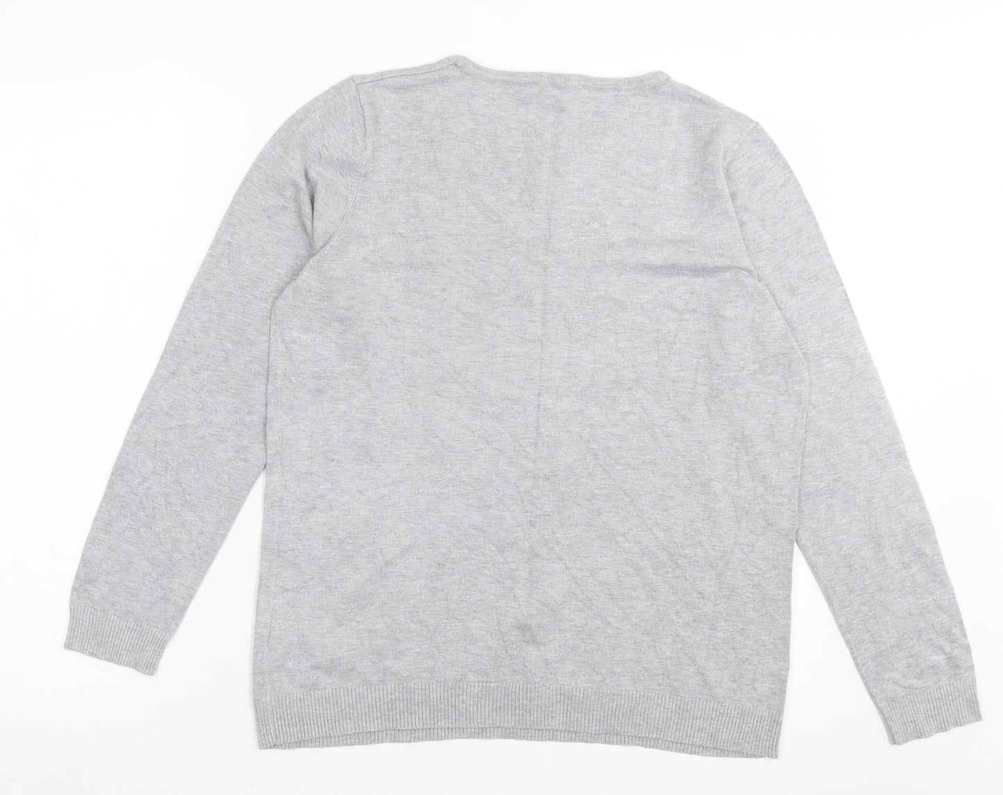 bonmarch Womens Grey Crew Neck Viscose Pullover Jumper Size 14