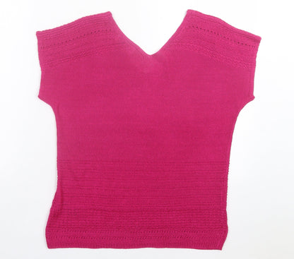 Per Una Womens Pink Acrylic Basic T-Shirt Size 12 V-Neck