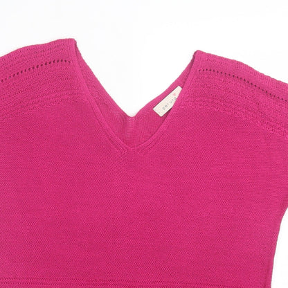 Per Una Womens Pink Acrylic Basic T-Shirt Size 12 V-Neck