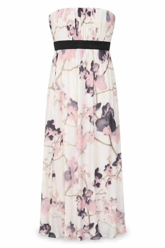 H&M Womens Pink Floral Polyester A-Line Size 8 Off the Shoulder Zip