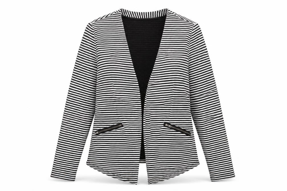Papaya Womens White Striped Jacket Size 14