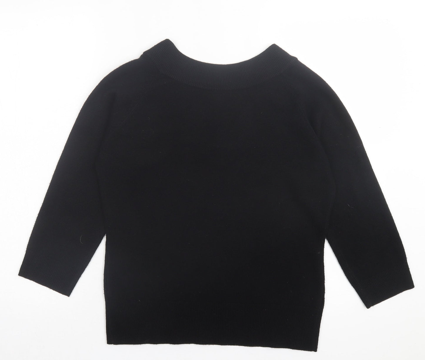 Xe Womens Black V-Neck Acrylic Pullover Jumper Size M