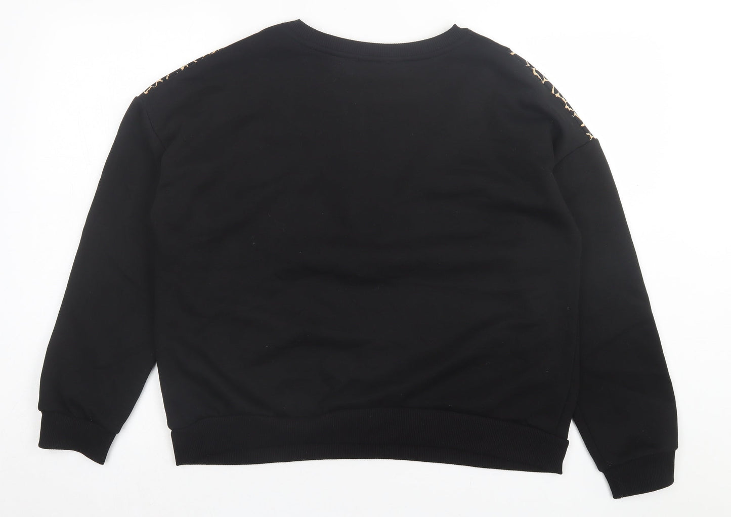 Papaya Womens Black Animal Print Cotton Pullover Sweatshirt Size L Pullover