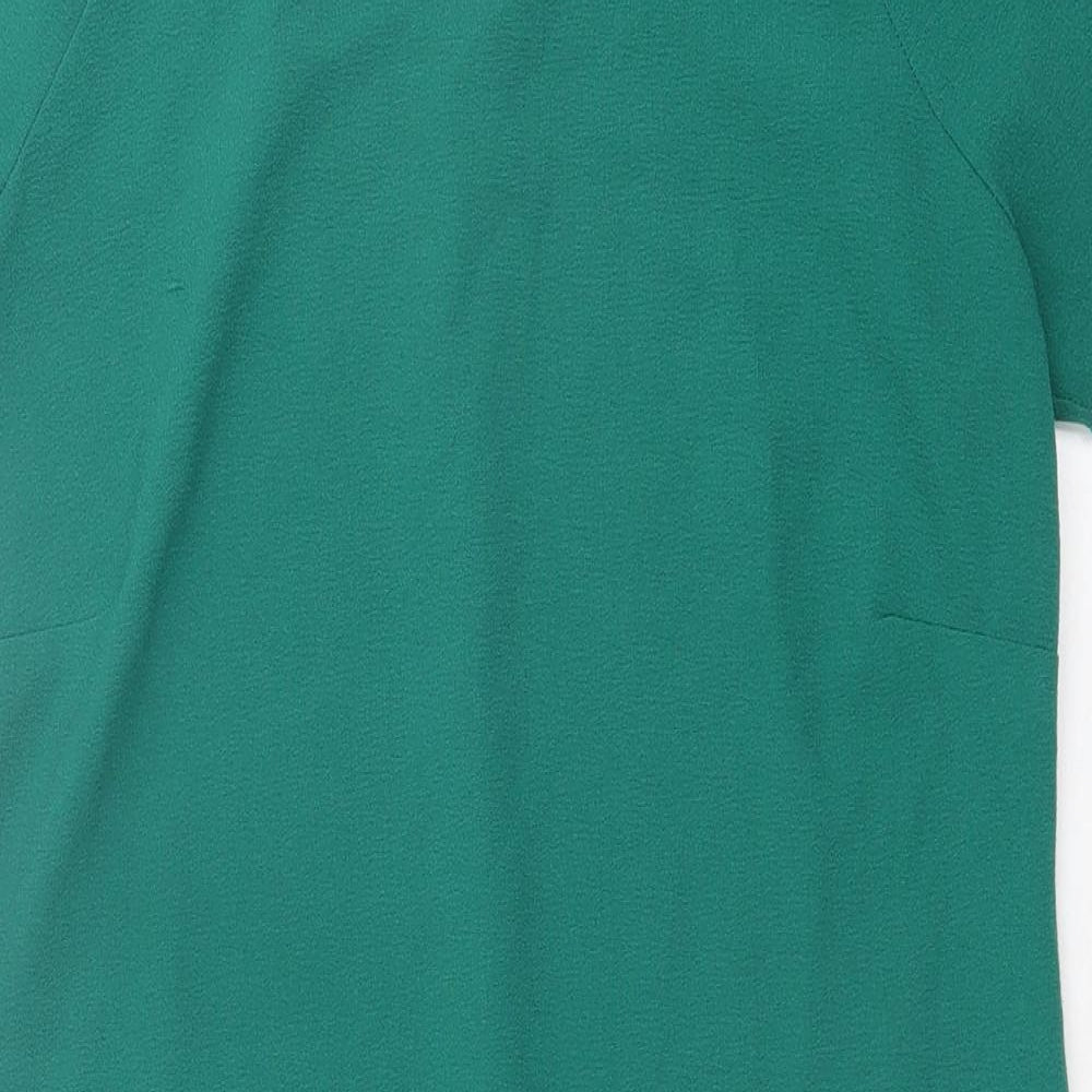 Atmosphere Womens Green Polyester T-Shirt Dress Size 6 Round Neck Zip