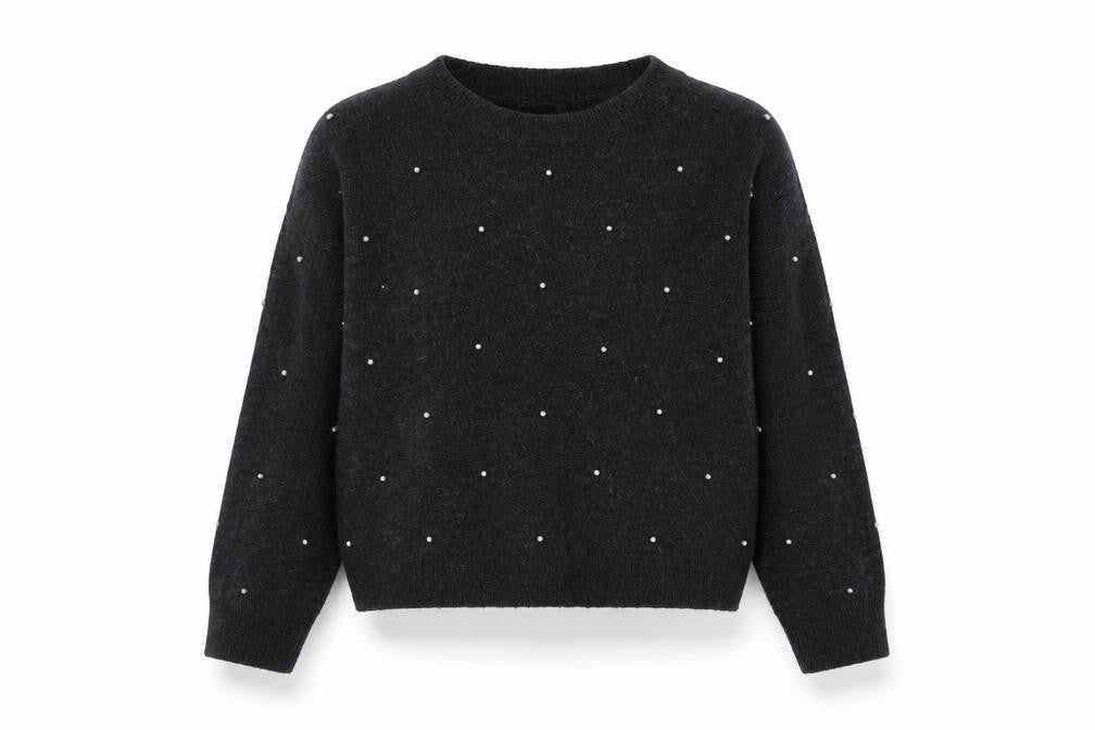 h7m Womens Black Crew Neck Acrylic Pullover Jumper Size L