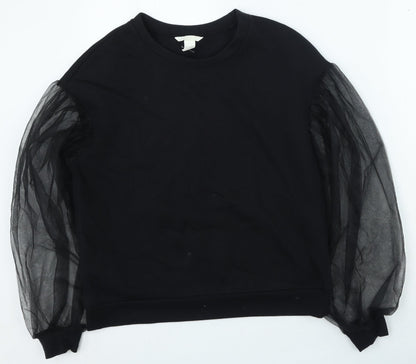 H&M Womens Black Cotton Pullover Sweatshirt Size S