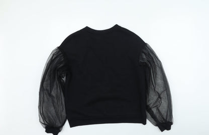 H&M Womens Black Cotton Pullover Sweatshirt Size S