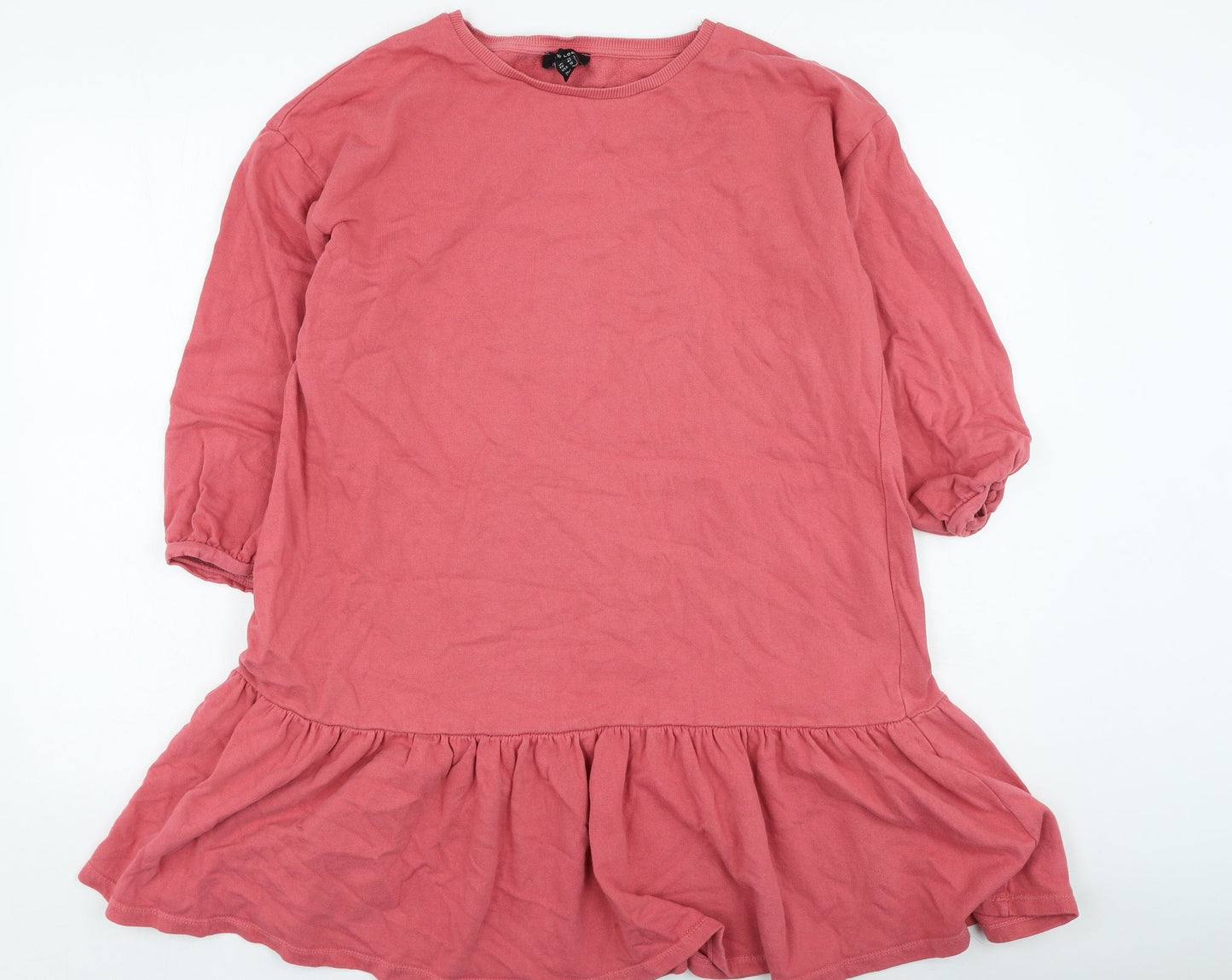 New Look Womens Pink Cotton Fit & Flare Size 14 Round Neck