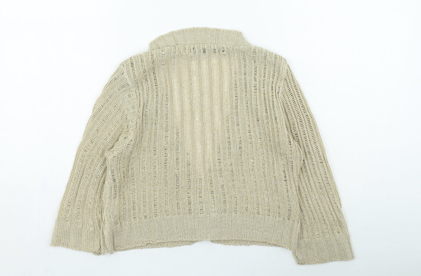 Evie Womens Gold V-Neck Acrylic Cardigan Jumper Size 14