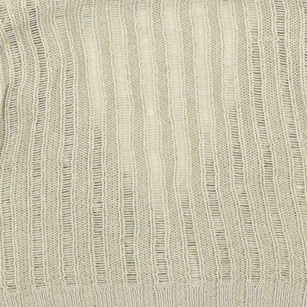 Evie Womens Gold V-Neck Acrylic Cardigan Jumper Size 14