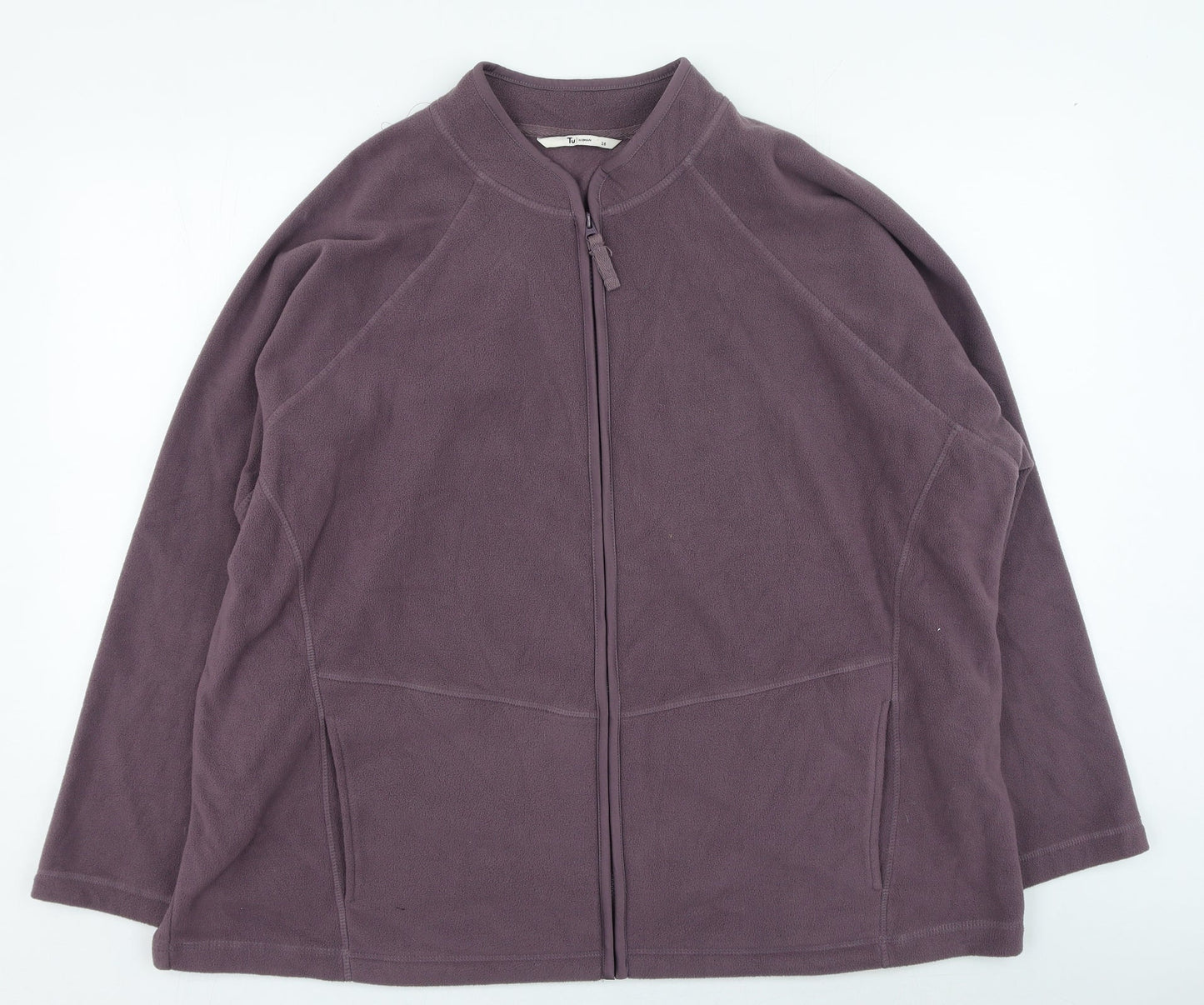 TU Womens Purple High Neck Polyester Full Zip Jumper Size S