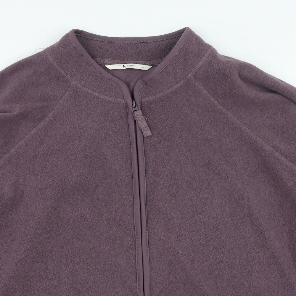 TU Womens Purple High Neck Polyester Full Zip Jumper Size S