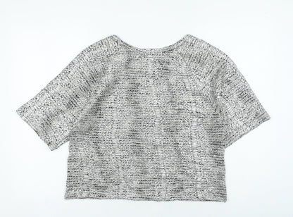 Next Womens Silver Round Neck Cotton Pullover Jumper Size 10