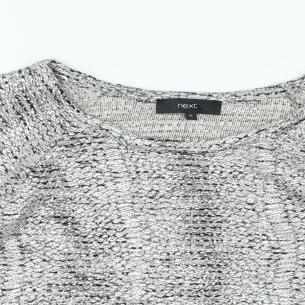NEXT Womens Silver Round Neck Cotton Pullover Jumper Size 10