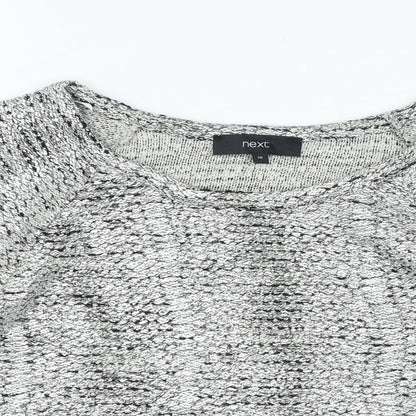 Next Womens Silver Round Neck Cotton Pullover Jumper Size 10