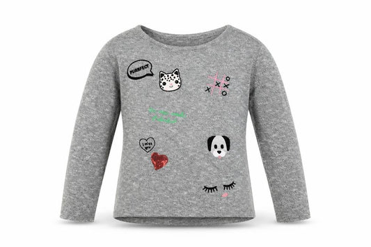 H&M Girls Grey Round Neck Polyester Pullover Jumper Size 12-13 Years