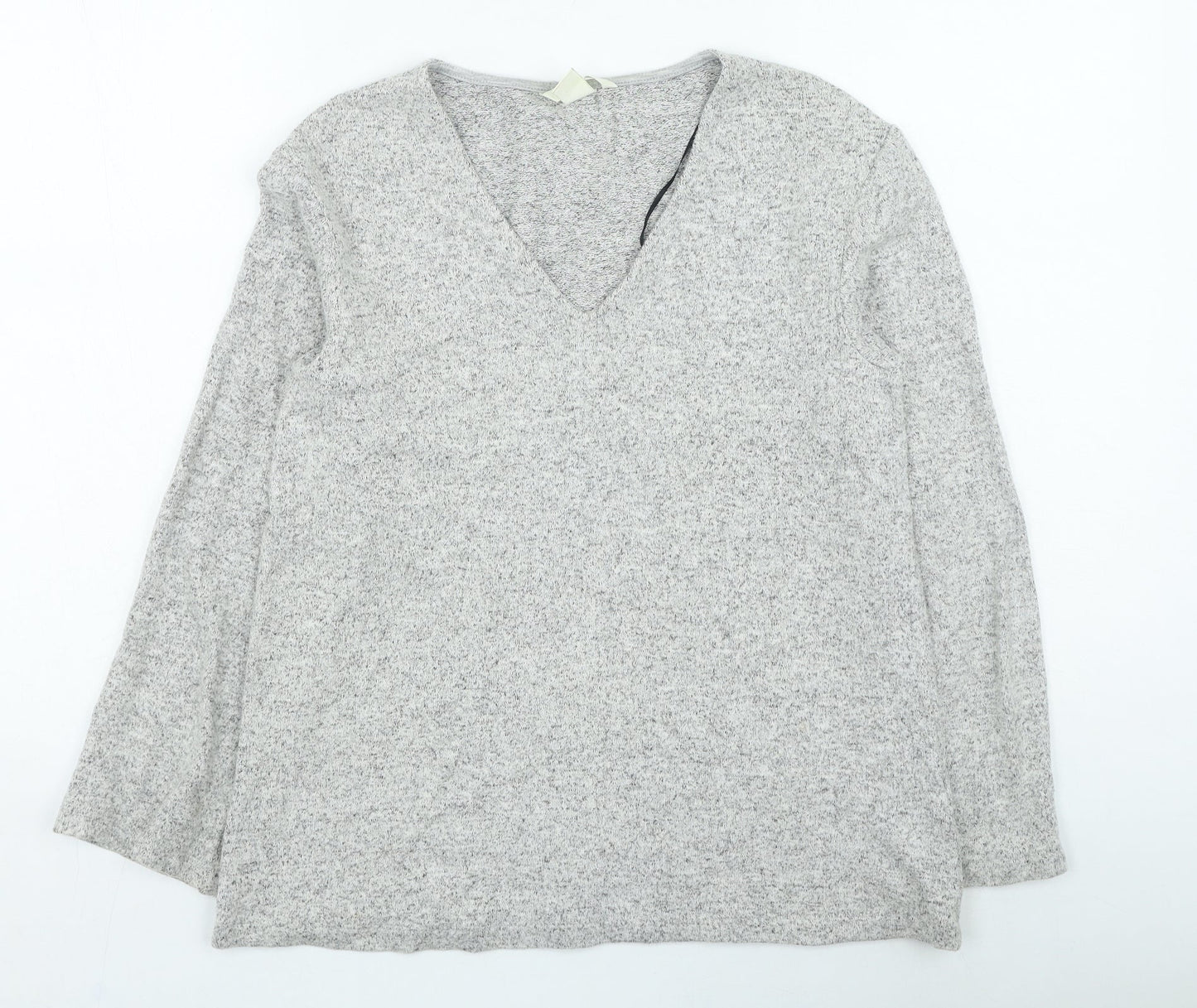 H&M Womens Grey V-Neck Viscose Pullover Jumper Size XS