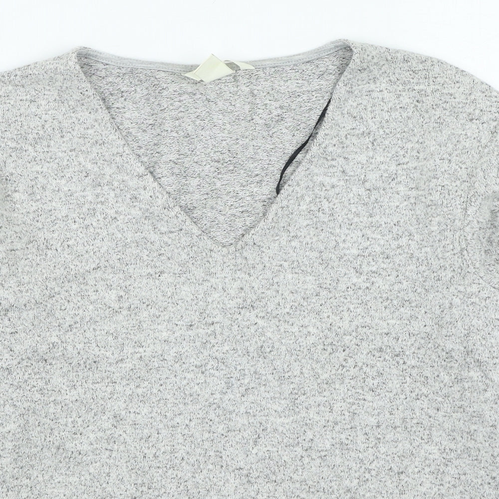 H&M Womens Grey V-Neck Viscose Pullover Jumper Size XS