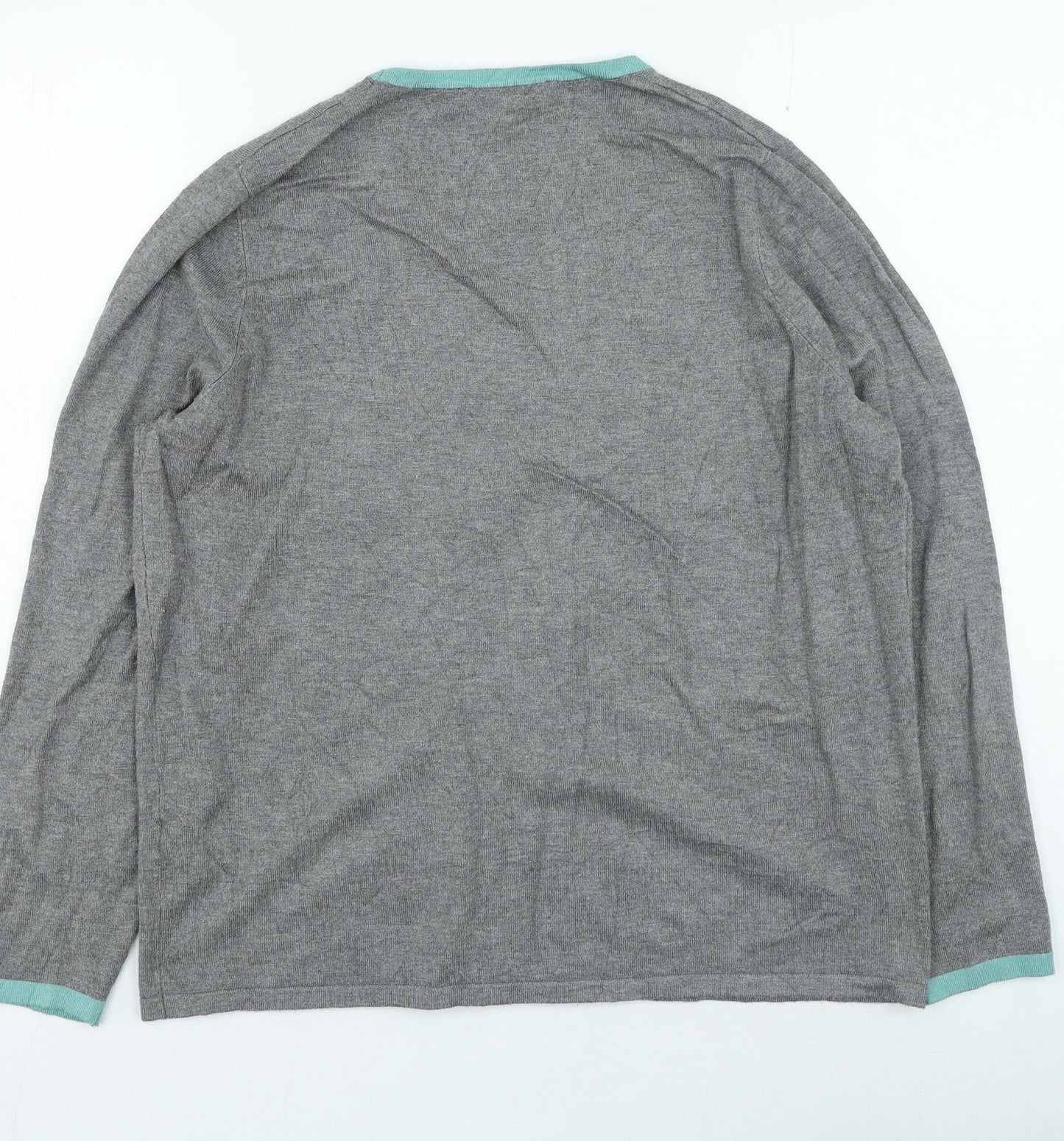 Bonmarche Womens Grey Round Neck Striped Viscose Pullover Jumper Size 16