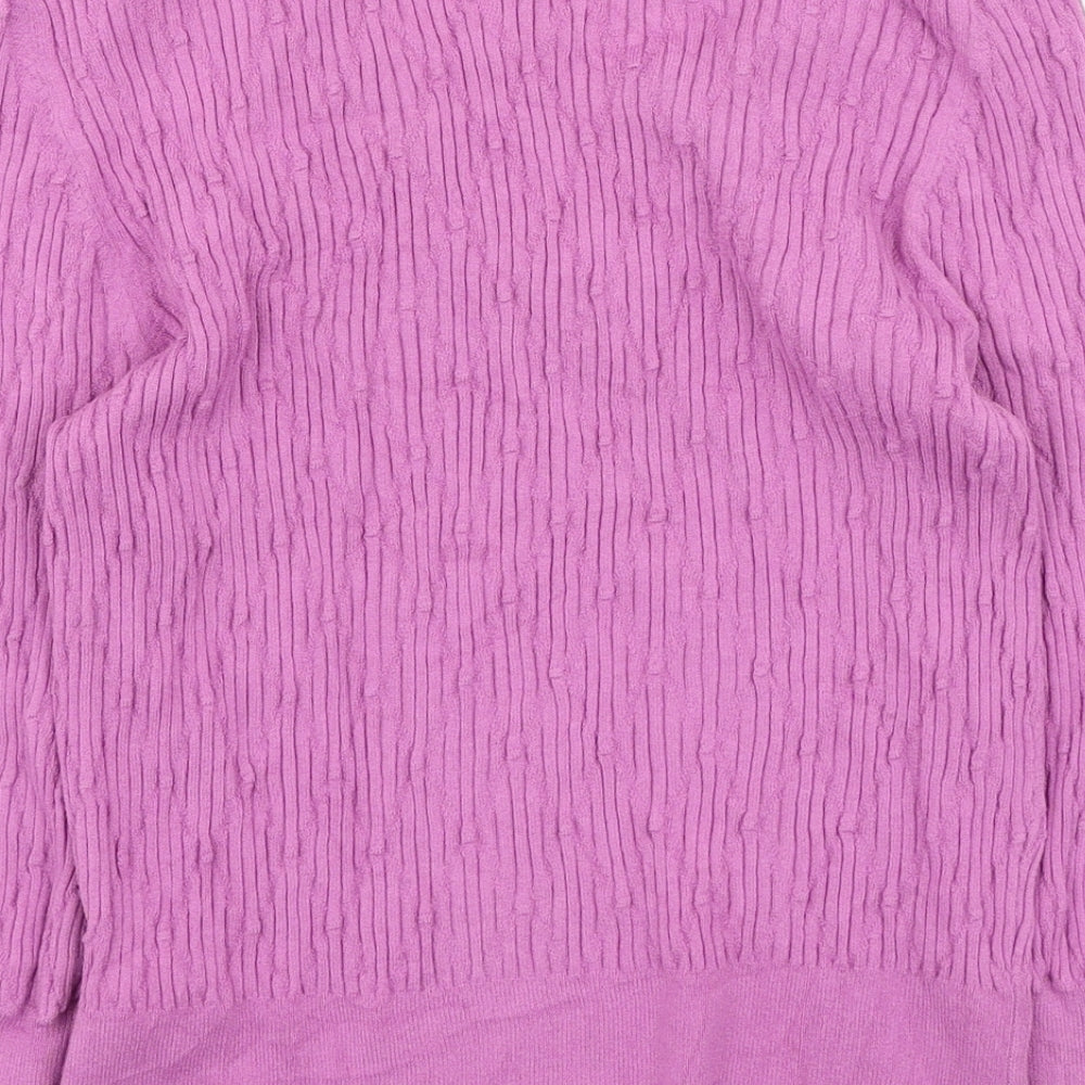 Marks and Spencer Womens Purple V-Neck Viscose Pullover Jumper Size 14