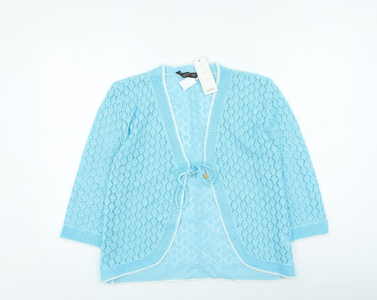 amare Womens Blue Round Neck Acrylic Cardigan Jumper Size S