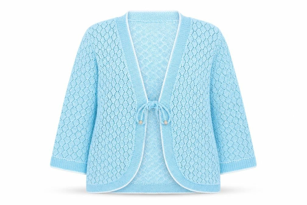 amare Womens Blue Round Neck Acrylic Cardigan Jumper Size S