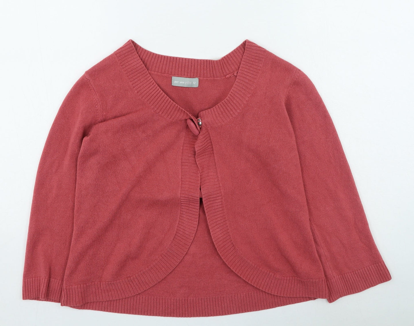Marks and Spencer Womens Pink Round Neck Acrylic Cardigan Jumper Size 12