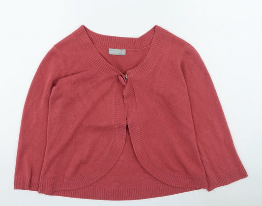 Marks and Spencer Womens Pink Round Neck Acrylic Cardigan Jumper Size 12