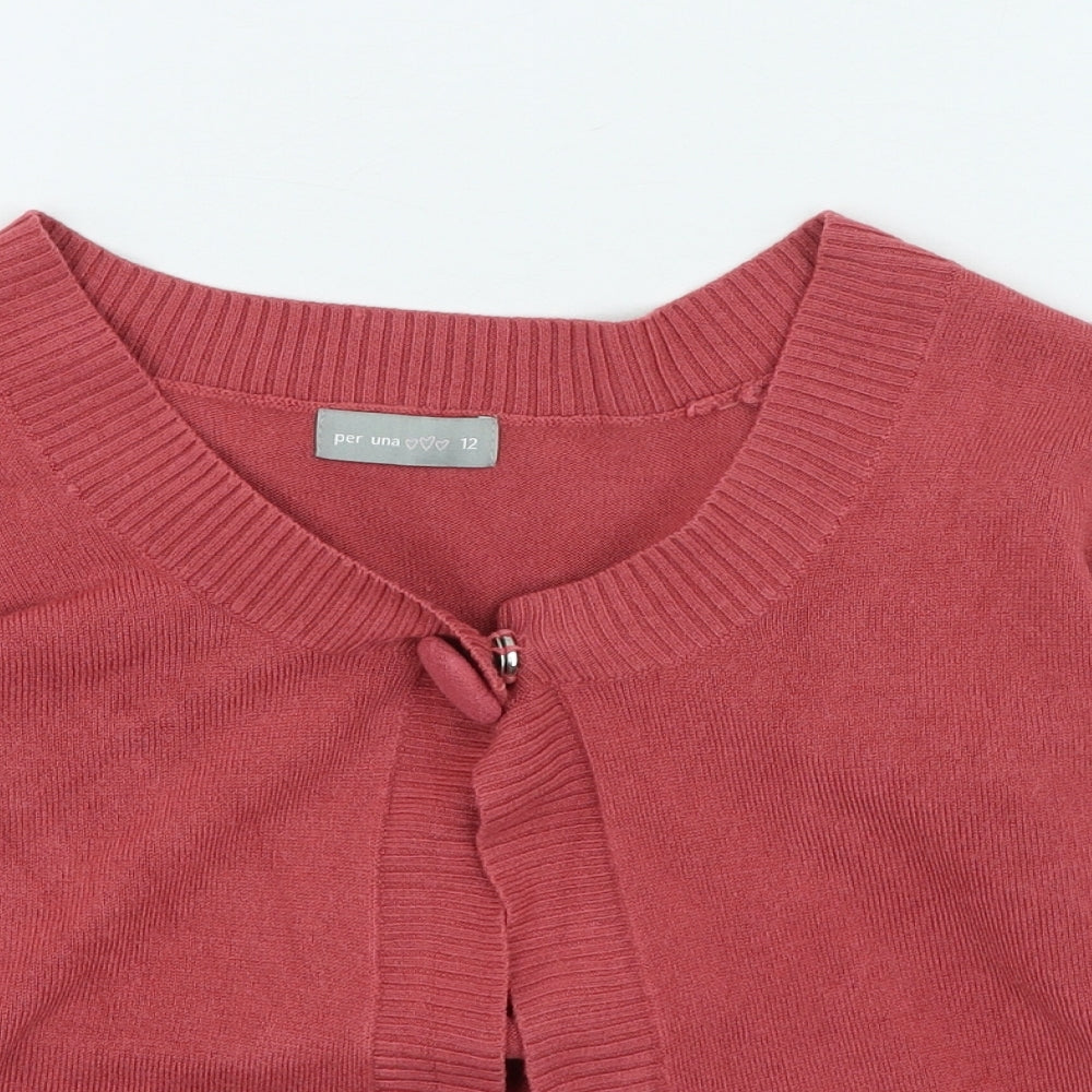 Marks and Spencer Womens Pink Round Neck Acrylic Cardigan Jumper Size 12