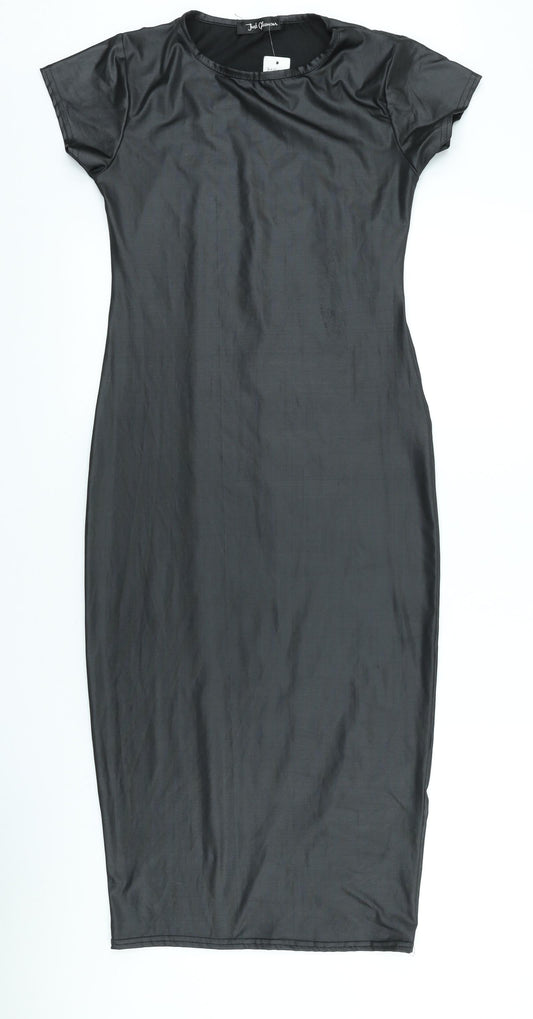 Just Glamour Womens Black Polyester Sheath Size S Scoop Neck