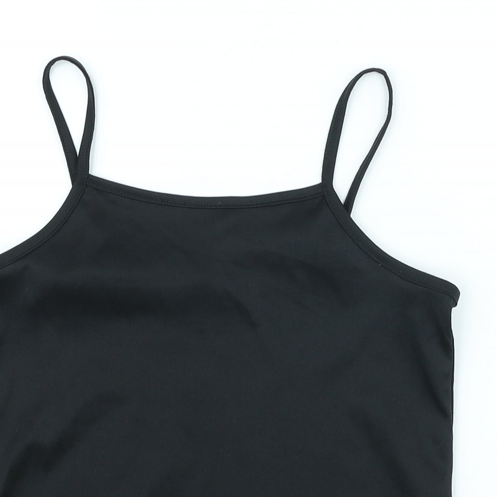 YD Girls Black Polyester Basic Tank Size 9-10 Years Crew Neck