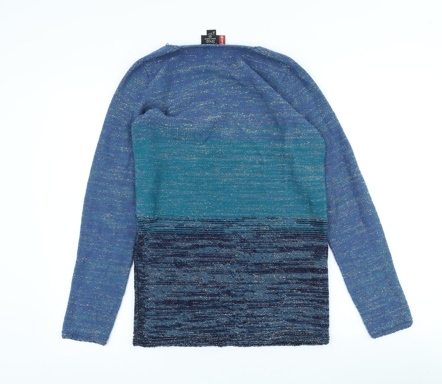 Sweater Shop Womens Blue Scoop Neck Cotton Blend Pullover Jumper Size S