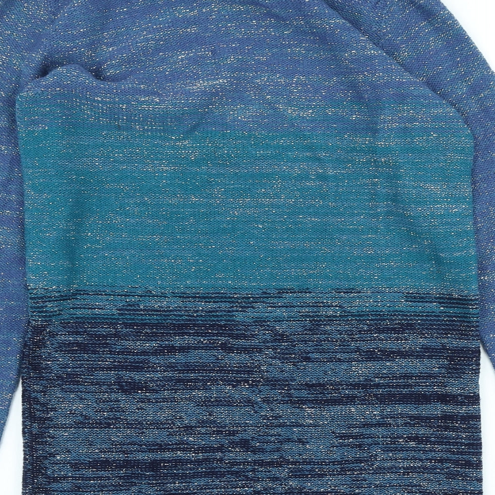 Sweater Shop Womens Blue Scoop Neck Cotton Blend Pullover Jumper Size S